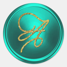 INITIALLEN Gouden Script Monogram Turquoise