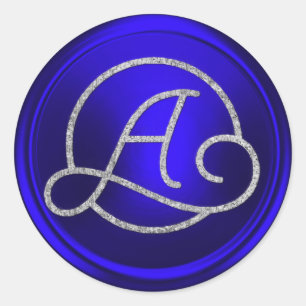 INITIALLEN Zilveren Cirkel Monogram Koninklijk Bla Ronde Sticker