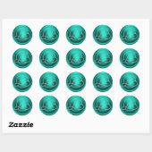 INITIALLEN Zilveren Cirkel Monogram Turquoise Ronde Sticker (Vel)