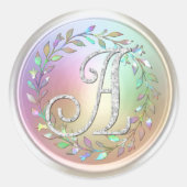 INITIALLEN Zilveren Monogram 3 Parelachtige Krans Ronde Sticker (Voorkant)