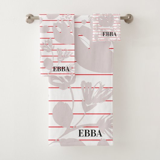 Initials pretty red stripes pink flowers girly (En situation)