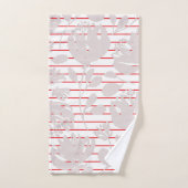 Initials pretty red stripes pink flowers girly (Serviette à main)