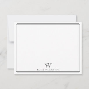 Initieel Monogram Zwart Dubbele Rand Professioneel Notitiekaartje