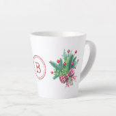 Initiële, Aquarel Bessen & Groene planten 12oz Latte Mok (Rechterhoek)