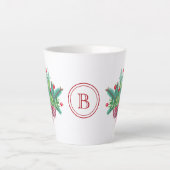 Initiële, Aquarel Bessen & Groene planten 12oz Latte Mok (Voorkant)