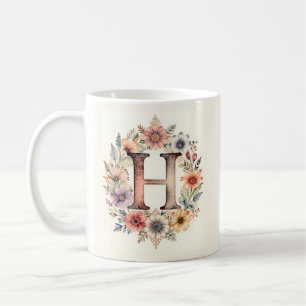 Initiële H Bloem boho bloemstuk Mok
