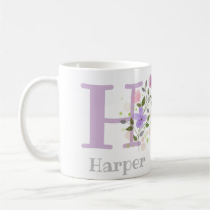 Initiële H en de naam Harper met bloemen Koffiemok