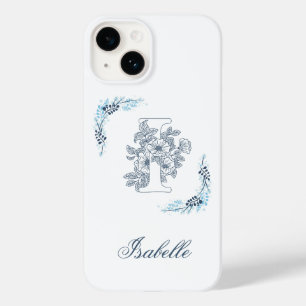 Initiële "I" Blauwe Monogram Rustige Bloem Case-Mate iPhone 14 Hoesje