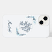 Initiële "I" Blauwe Monogram Rustige Bloem Case-Mate iPhone Case (Achterkant (horizontaal))
