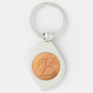 Initiële letter E namaak distressed houten print Sleutelhanger