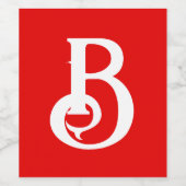 Initiële Letter Gemonogrammeerd Rood Wit Klassiek Wijn Etiket (Enkel label)