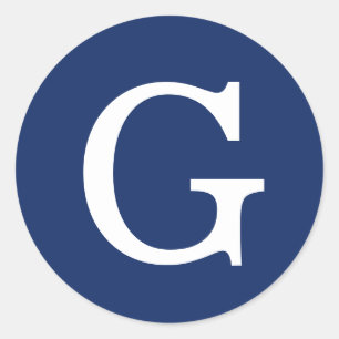 Initiële Letter Monogram Blauw Wit Eenvoudig Simpe Ronde Sticker