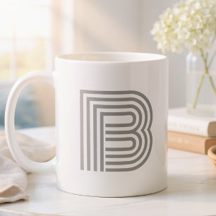 Initiële Letter Monogram Grijs Wit Modern Stijlvol Tweekleurige Koffiemok