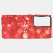 Initiële Letter Monogram Koraal Nep Glitterscherf Samsung Galaxy Hoesje (Linkerkant)