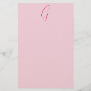 Initiële Letter Monogram Licht Roze Eenvoudig Chic Briefpapier