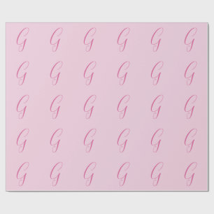 Initiële Letter Monogram Licht Roze Eenvoudig Chic Cadeaupapier