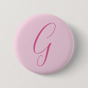 Initiële Letter Monogram Licht Roze Eenvoudig Chic Ronde Button 5,7 Cm