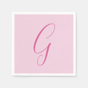 Initiële Letter Monogram Licht Roze Eenvoudig Chic Servet