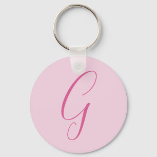 Initiële Letter Monogram Licht Roze Eenvoudig Chic Sleutelhanger