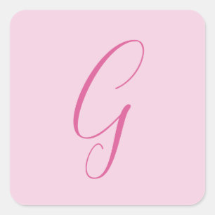 Initiële Letter Monogram Licht Roze Eenvoudig Chic Vierkante Sticker