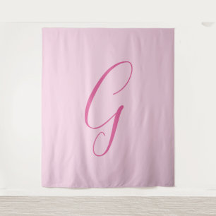 Initiële Letter Monogram Licht Roze Eenvoudig Chic Wandkleed