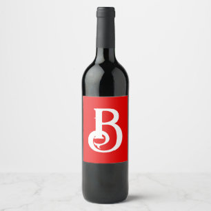 Initiële Letter Monogram Rode Witte Klassiek Wijn Etiket