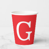 Initiële Letter Monogram Rood Wit Eenvoudig Eenvou Papieren Bekers (Voorkant)