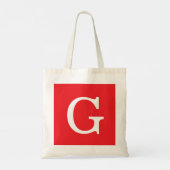 Initiële Letter Monogram Rood Wit Eenvoudig Eenvou Tote Bag (Achterkant)