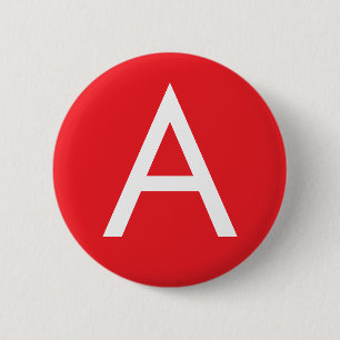 Initiële Letter Monogram Rood Wit Eenvoudig Modern Ronde Button 5,7 Cm