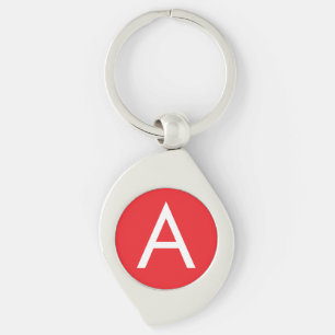 Initiële Letter Monogram Rood Wit Eenvoudig Modern Sleutelhanger