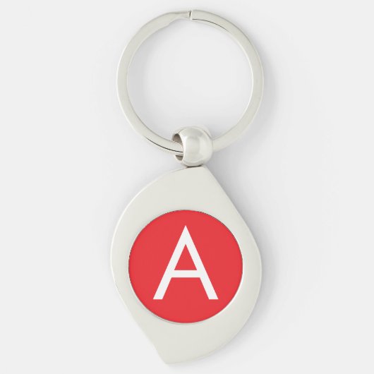 Initiële Letter Monogram Rood Wit Eenvoudig Modern Sleutelhanger (Voorkant)