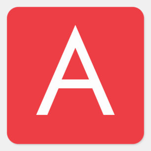 Initiële Letter Monogram Rood Wit Eenvoudig Modern Vierkante Sticker