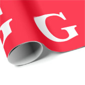 Initiële Letter Monogram Rood Wit Eenvoudig Simpel Cadeaupapier (Rol Hoek)
