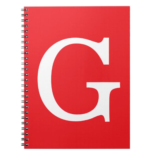 Initiële Letter Monogram Rood Wit Eenvoudig Simpel Notitieboek (Voorkant)