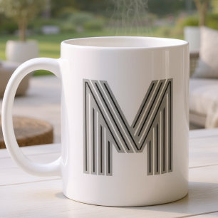 Initiële Letter Monogram Zwart Wit Modern Stijlvol Koffiemok