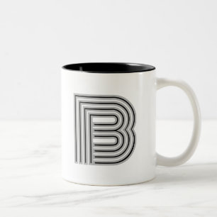 Initiële Letter Monogram Zwart Wit Modern Stijlvol Tweekleurige Koffiemok