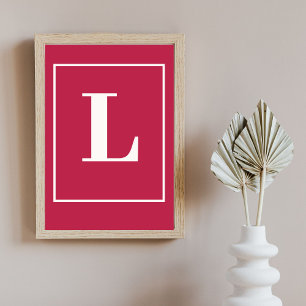 Initiële letter   Roze Monogram Moderne Stijl Poster