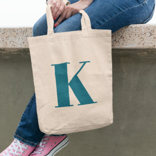 Initiële Letter   Teal Moderne Stijlvolle Koele Mo Tote Bag