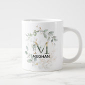 Initiële M Monogram Groene Mok Met Naam (Rechts)