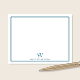 Initiële Monogram Ocean Blauwe Rand Professionele Notitiekaartje