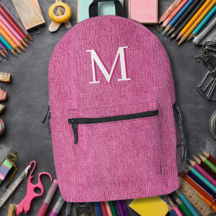 Initiële Monogram Roze Denim Bedrukte Rugzak