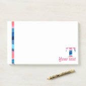Initiële monogram T koraalblauwe verloopnotities Post-it® Notes (Op bureau)