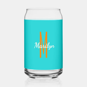 Initiële naam Donker Turquoise Oranje Drank Blikvorm Glas