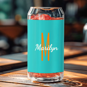 Initiële naam Donker Turquoise Oranje Drank Blikvorm Glas