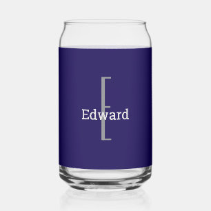 Initiële Naam Donkerblauwe Drankblik Glas
