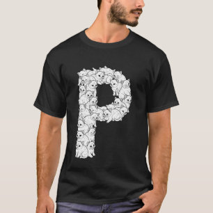 Initiële P Hoofdletter Grappige Kattenliefhebber K T-shirt