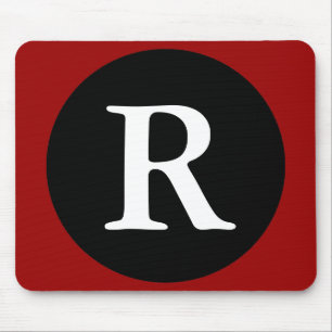 Initiële R / Letter R Rood Zwart & Witte Muismat