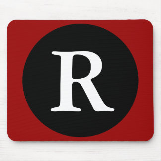 Initiële R / Letter R Rood Zwart & Witte Muismat