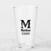 Initiële typografie moderne monogram bruidegom glas (Voorkant)