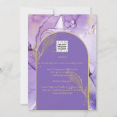 Ink Abstract PAARS GOLD Lavender Wedding INVITE Kaart (Achterkant)